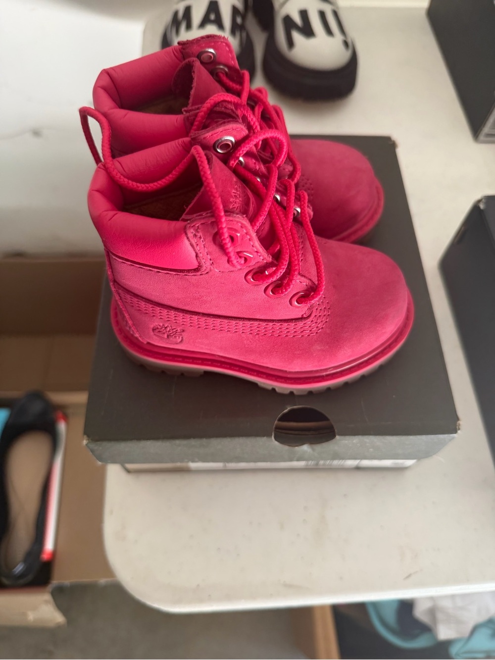Timberland Kids Hot Pink Suede Lace-Up Boot